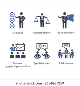 Task Done, balance, Business expert, graphical presentation, Specialist team, Job interview, icon