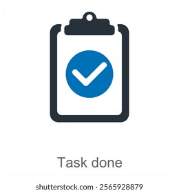 Task Done and complete icon concept