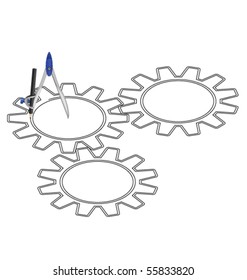 Task of drawing cogs with a compass