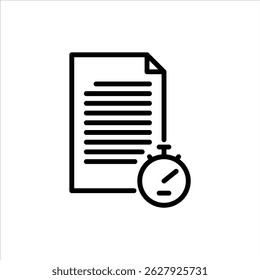 task duration outline icon. deadline black line illustration.