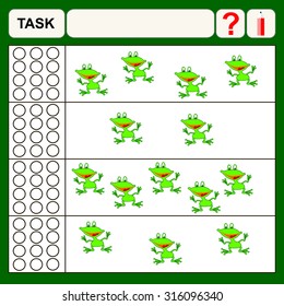 Task find right answer, preschool or school exercise task for kids