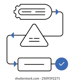 Diseño de iconos de flujo de tareas. Representa la Organización de procesos, la gestión de tareas, la eficacia y la planificación de proyectos. Icono de Vector con trazo editable.