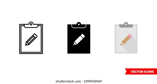 Task icon of 3 types: color, black and white, outline. Isolated vector sign symbol.