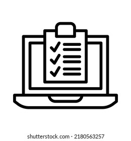Task Icon. Line Art Style Design Isolated On White Background