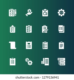 task icon set. Collection of 16 filled task icons included Tasks, List, Management, Clipboard, Check list