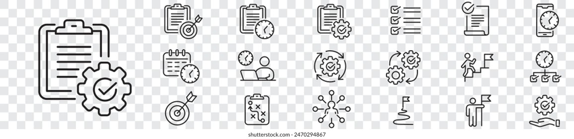 Task icon set. workflow multitasking editable stroke icons collection. Vector illustration