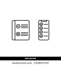 Plantilla de logotipo de ilustración vectorial de icono de tarea para muchos fines. Aislado sobre fondo blanco.
