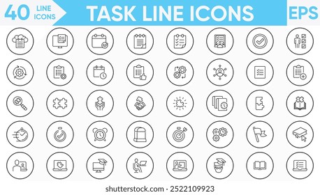 Iconos de línea de tarea. Conjunto de Vector e ilustración