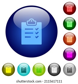 Task list alternate icons on round glass buttons in multiple colors. Arranged layer structure