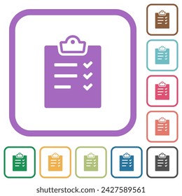 Task list alternate simple icons in color rounded square frames on white background