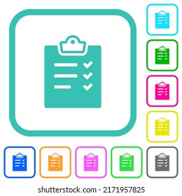 Task list alternate vivid colored flat icons in curved borders on white background
