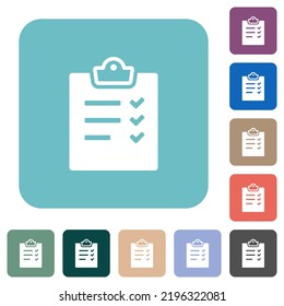 Task list alternate white flat icons on color rounded square backgrounds
