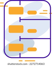 Task list business management icon with orange purple outline style. list, checklist, task, check, choice, document, form. Vector Illustration