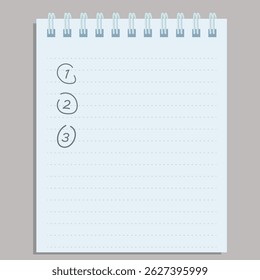 Task list concept, blank notepaper isolated on white background, vector illustration design