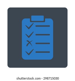 Task List icon from Commerce Buttons OverColor Set. Vector style is smooth blue colors, flat square rounded button, white background.