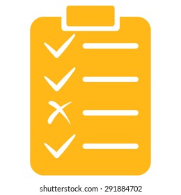 Task List icon from Commerce Set. Vector style: flat symbol, yellow color, rounded angles, white background.