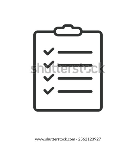 Task list, icon in line design. Task list, checklist, to-do list, tasks planner, tasks management, productivity, task organization on white background vector. Task list editable stroke icon