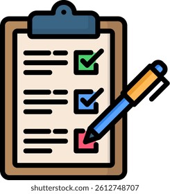 Task List Icon Lineal Color Vector Illustration