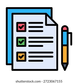Ícone da lista de tarefas Ilustração do vetor de design de cor linear