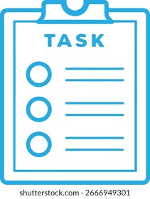 ícone lista de tarefas. Lista de Tarefas na Área de Transferência, Ícone de Vetor de Contorno Azul	
