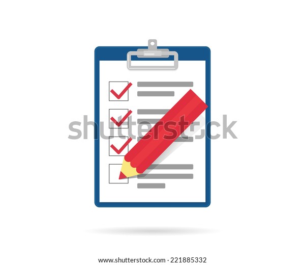 Task List Icon Red Pencil Isolated Stock Vector Royalty Free