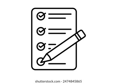 Icono de lista de tareas. Icono relacionado con el Plan de acción. Adecuado para Sitio web, App, interfaces de usuario, imprimible, etc. Estilo de icono de línea. Diseño de Vector simple editable