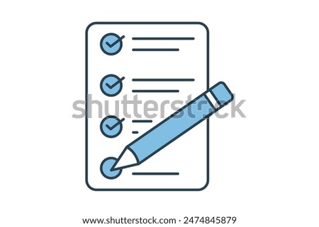 Task list icon. icon related to action plan. suitable for web site, app, user interfaces, printable etc. flat line icon style. simple vector design editable