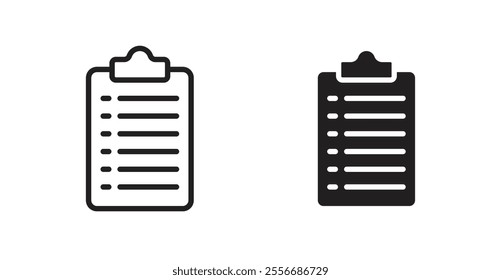 Task list icon set in Thin line black color.