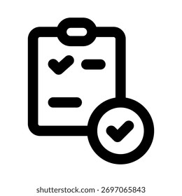 Ícone de Lista de Tarefas com Tique representando tarefas concluídas, produtividade e gerenciamento de lista de verificação