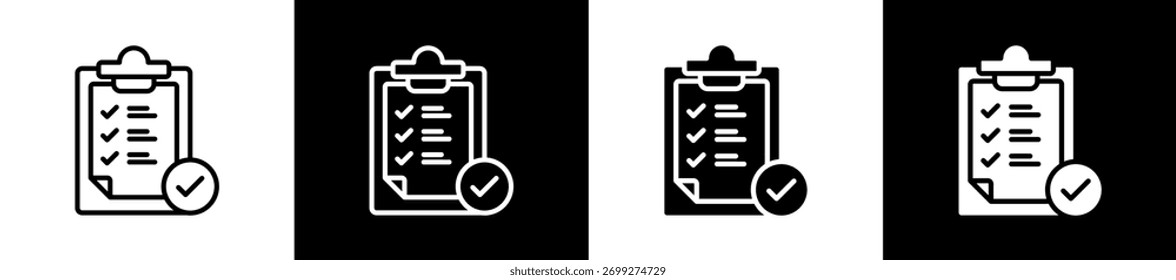 Task List icon variations in line and glyph style on black and white background