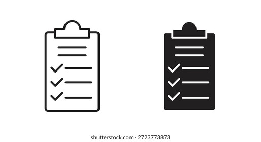 Iconos de la lista de tareas, símbolos del Vector. cartel plano lleno