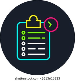 Task list Line Multi Colour Circle
