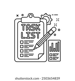Task List Outline Icon, Vector illustration