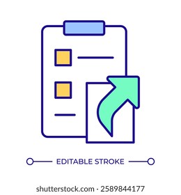 Task list RGB color icon. Checklist clipboard, document. Compliance, regulation. Feedback, survey. Company paperwork. Isolated vector illustration. Simple filled line drawing. Editable stroke