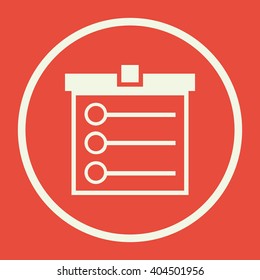 Task list sign icon on red background.