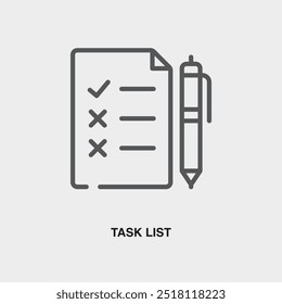 Task List thin line icon or logo. Symbol or sign on business management theme. Vector line illustration.