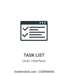 Task list vector icon on white background. Flat vector task list icon symbol sign from modern user interface collection for mobile concept and web apps design.