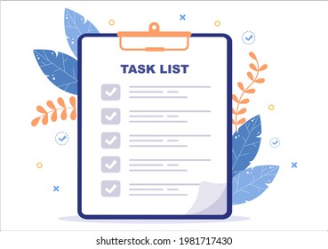 Task List Vector Illustration To Do list Time Management, Work Planning or Organization of Daily Goals. Landing Page Template 