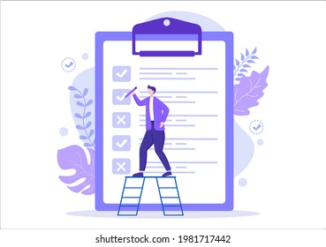 Task List Vector Illustration To Do List Time Management, Work Planning Or Organization Of Daily Goals. Landing Page Template 