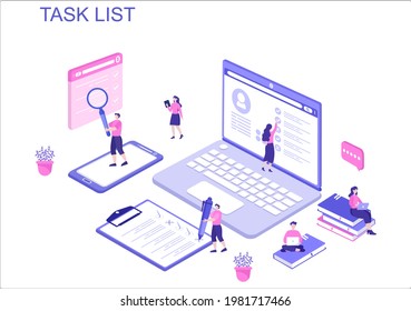 Task List Vector Illustration To Do list Time Management, Work Planning or Organization of Daily Goals. Landing Page Template 