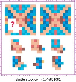 task of logic and attention. for children. find the right part. choose the correct answer