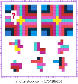 task of logic and attention. for children. find the right part. choose the correct answer