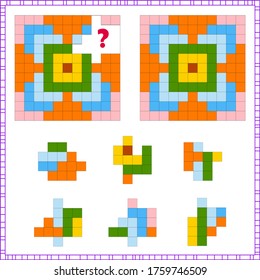 tarea de lógica y atención. para los niños. encuentra la parte correcta. elegir la respuesta correcta