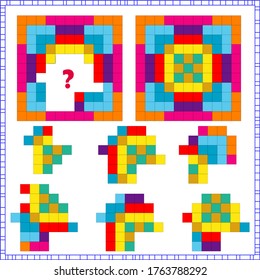 task of logic and attention. for children. find the right part. choose the correct answer