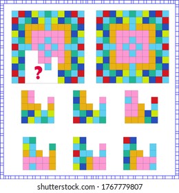 task of logic and attention. for children. find the right part. choose the correct answer