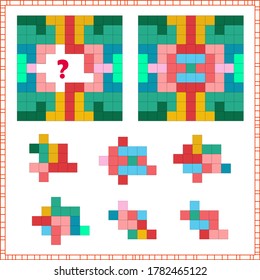 task of logic and attention. for children. find the right part. choose the correct answer