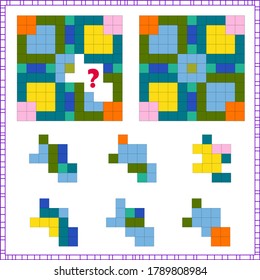 task of logic and attention. for children. find the right part. choose the correct answer