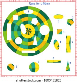 task of logic and attention. for children. find the right part. choose the correct answer