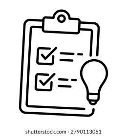 Task management checklist with lightbulb icon checklist clipboard lightbulb management innovation business