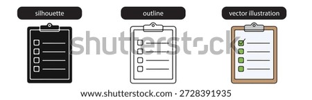 Task Management Clipboard Icon Set with Checklist and Document Symbols for Business Productivity Workflow